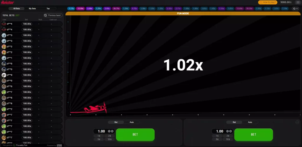 Самолет взлетает в игре Авиатор
